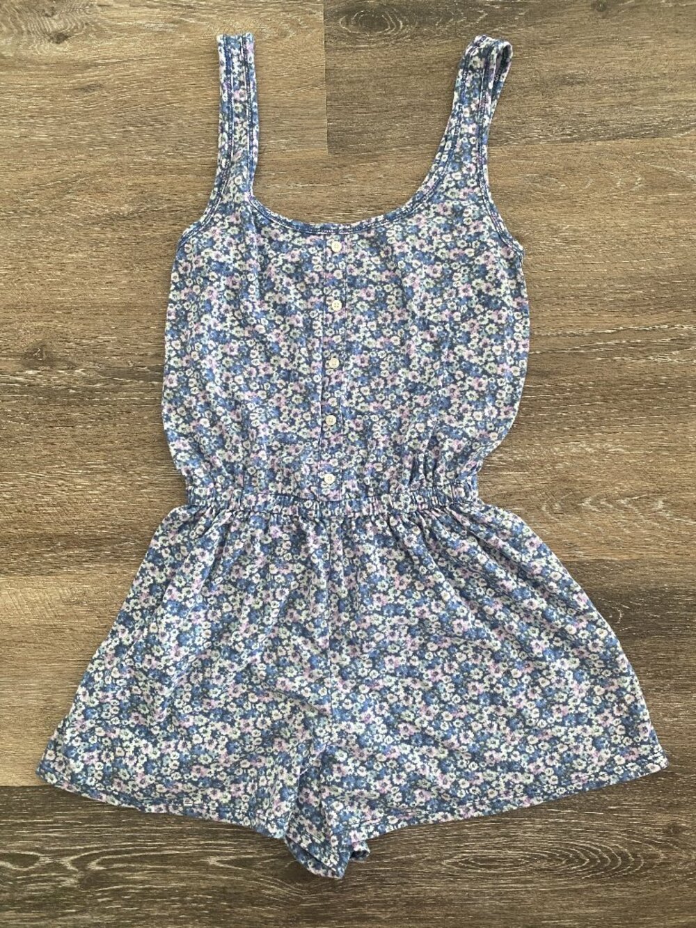 Abercrombie Kids Blue Floral Tank Romper Size L Fits Oversized